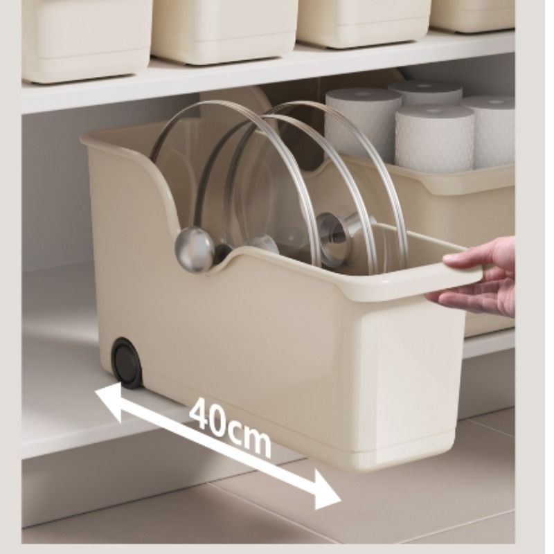 厨房橱柜收纳盒带滑轮桌面厨具盖子整理架子上杂T物收纳筐客厅卧,收纳整理,收纳箱,淘宝优惠券,粉丝福利购,淘宝优惠卷