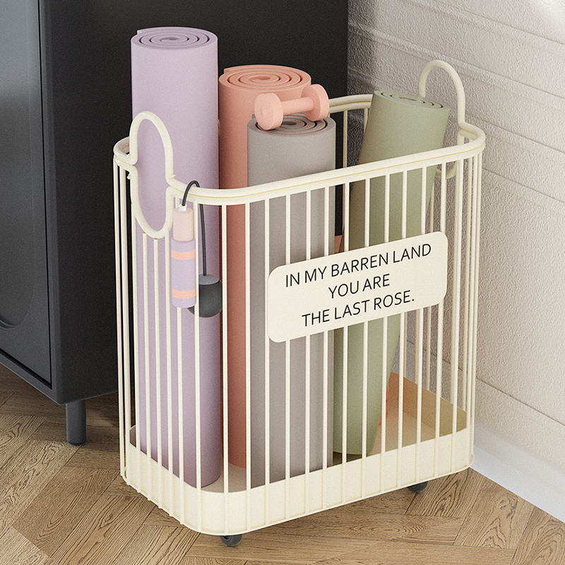 瑜珈垫收纳筐带轮健身器材t运动器械置物架家用羽毛球用品篮筒神