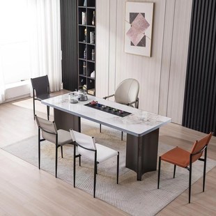 热 现代简约AO茶几泡茶桌客厅v家用岩板茶桌茶台烧水壶一体嵌入式