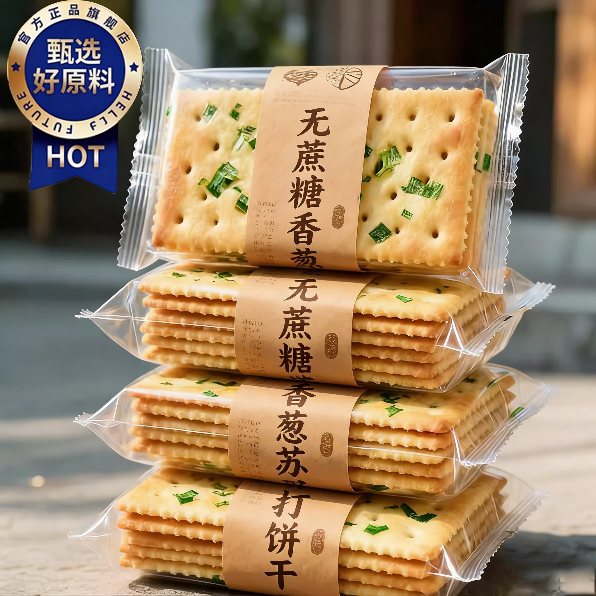 央妈推荐无糖咸味香葱苏打饼干糖尿人控糖养胃食品零食官方旗舰店