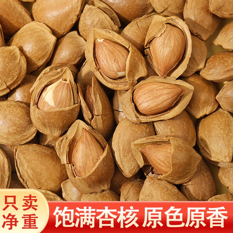 开口杏核带壳杏仁手剥炒货大颗粒袋装净重坚果干果办公室休闲零食