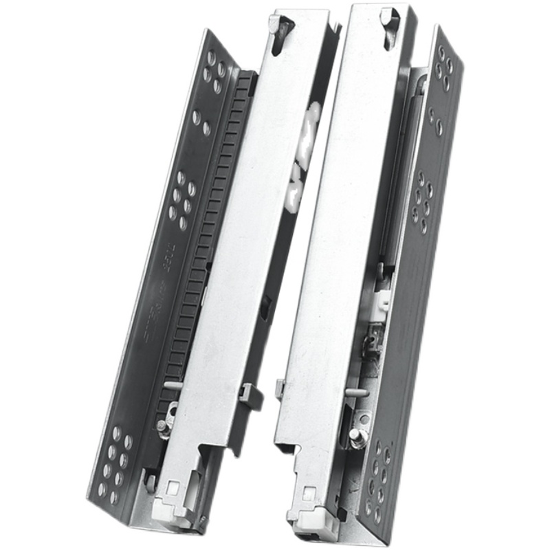 托底抽屉导轨阻尼缓冲反r弹橱柜抽屉底部轨道隐藏滑道8寸三节滑轨