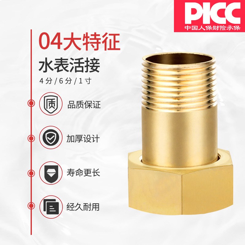 水表活接头6分4分接头p1寸转6分内外丝铜活接直接水泵Z水管铜活接