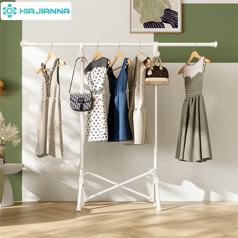 可折叠晾衣架落地室内家用不占y地阳台晒衣杆伸缩简易免安装晾被