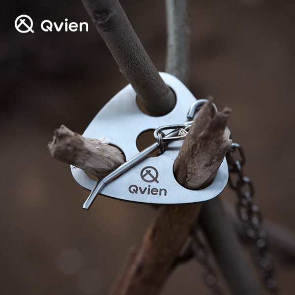 Qvien户外露营便捷式三角吊锅支架烧烤架树枝多功能野炊吊环挂钩