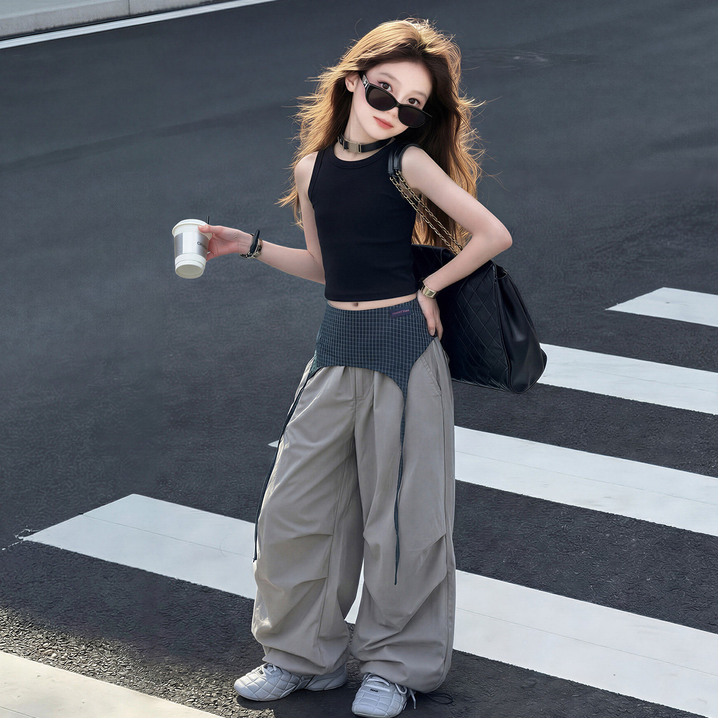 女童街舞爵士露背腰封演出服