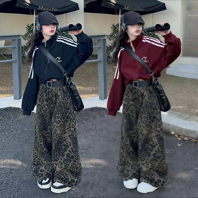 秋冬女童爵士舞套装加厚加绒豹纹裤子儿童街舞潮酷时髦两件套卫衣,童装/婴儿装/亲子装,儿童演出服,淘宝优惠券,粉丝福利购,淘宝优惠卷