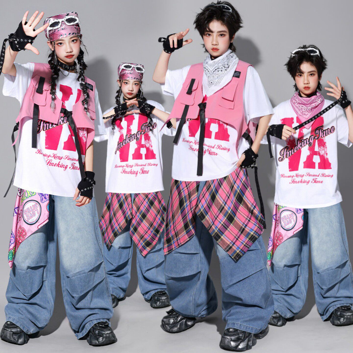 六一儿童街舞表演服装少儿hiphop潮男童马甲演出服男孩嘻哈架子鼓