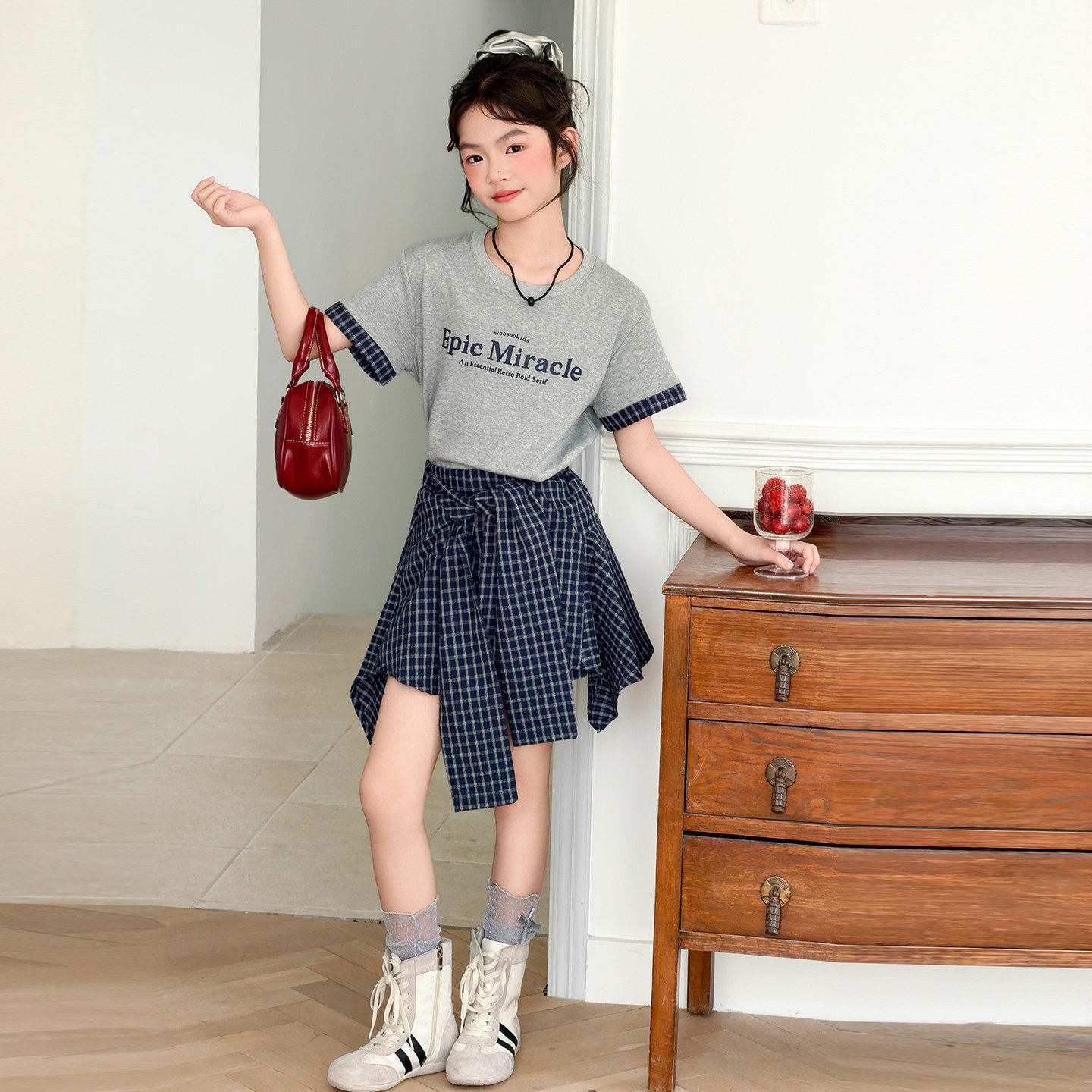 女童夏季韩系不规则短裙套装