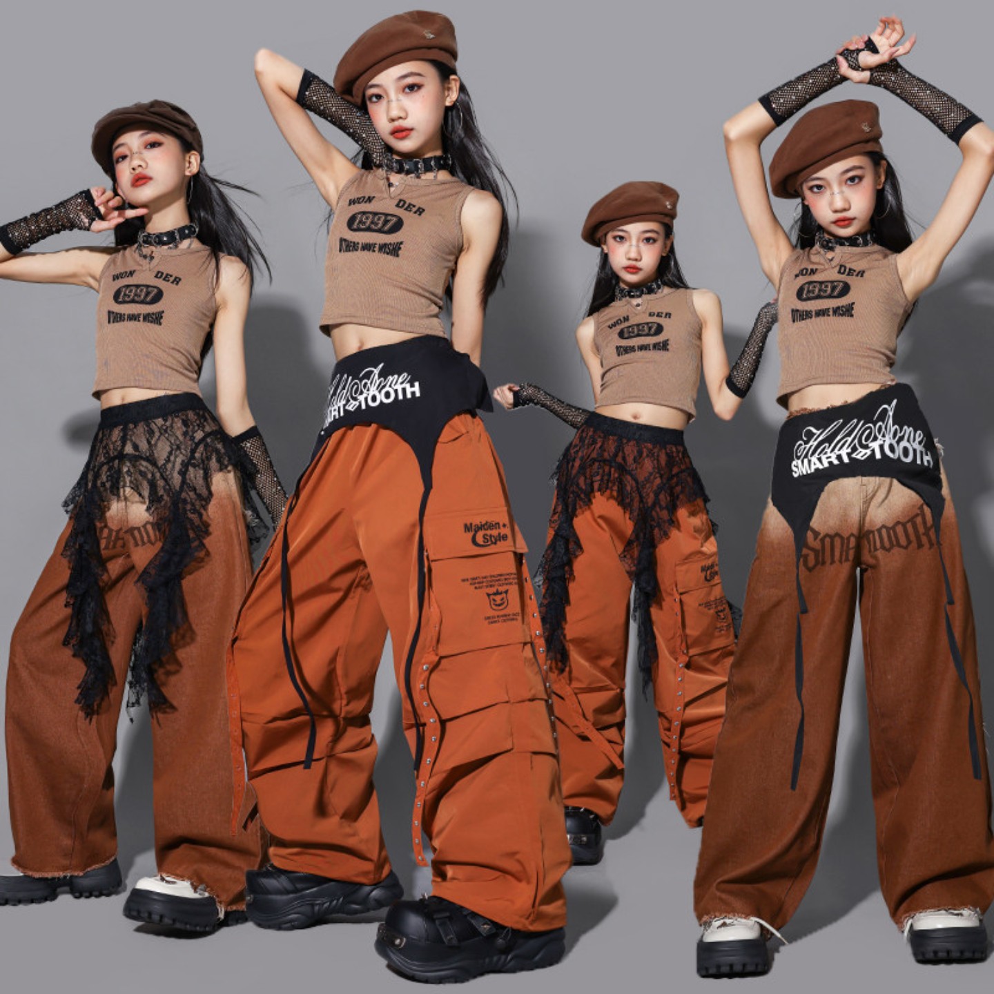 女童jazz爵士舞服装少儿练功服裤子儿童街舞演出服女孩走秀套装潮