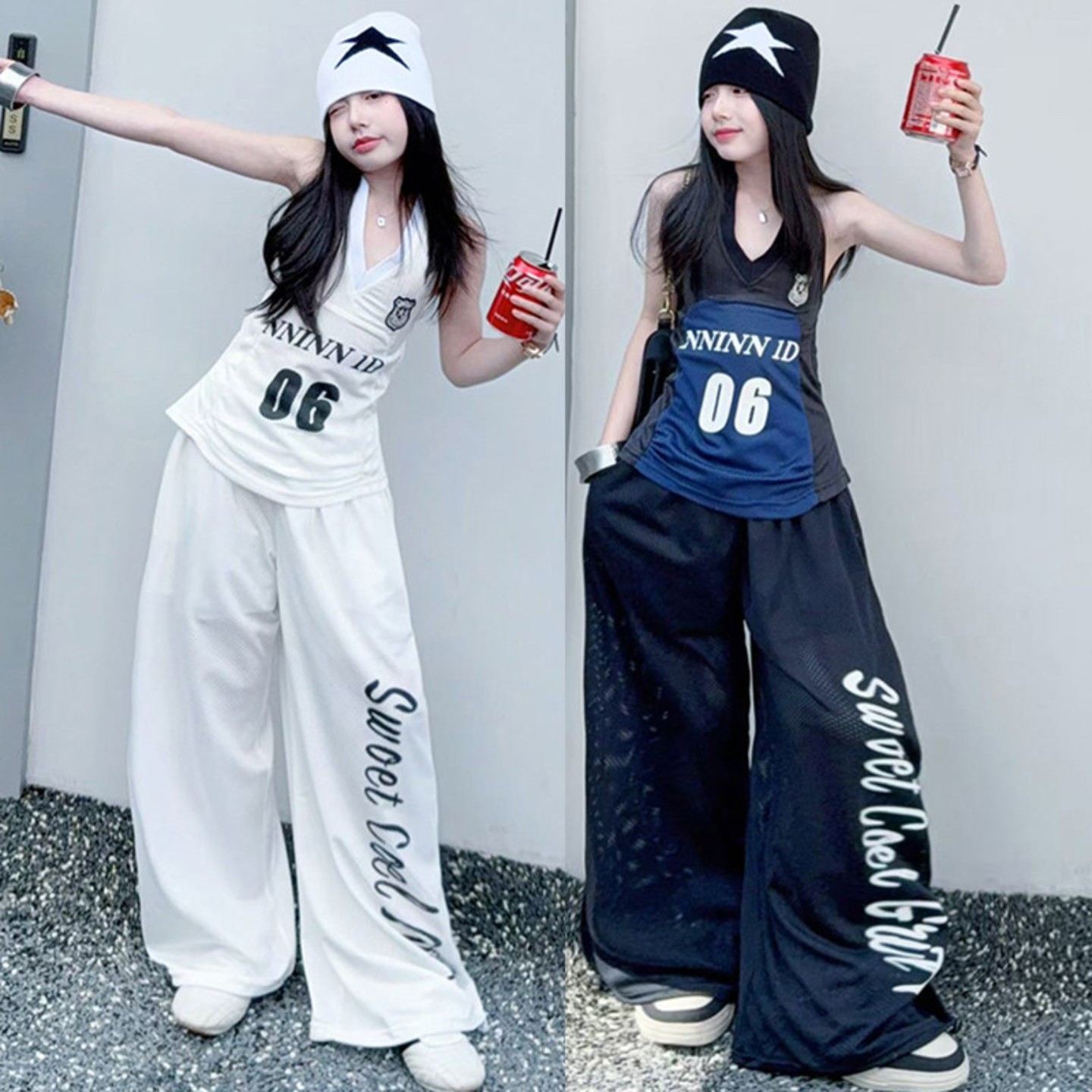 美式辣妹球服挂脖吊带速干运动套装儿童爵士街舞走秀演出啦啦服夏