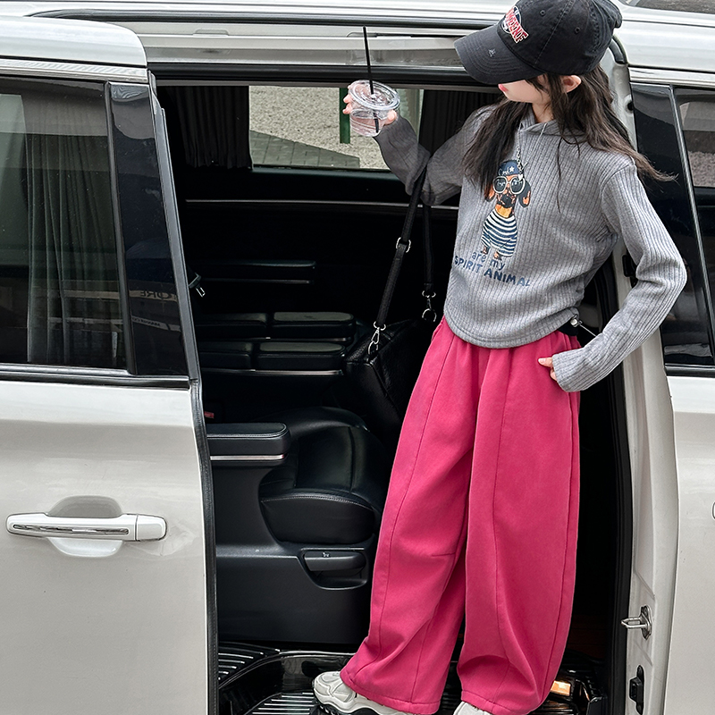 女童加绒上衣秋冬款儿童阔腿裤