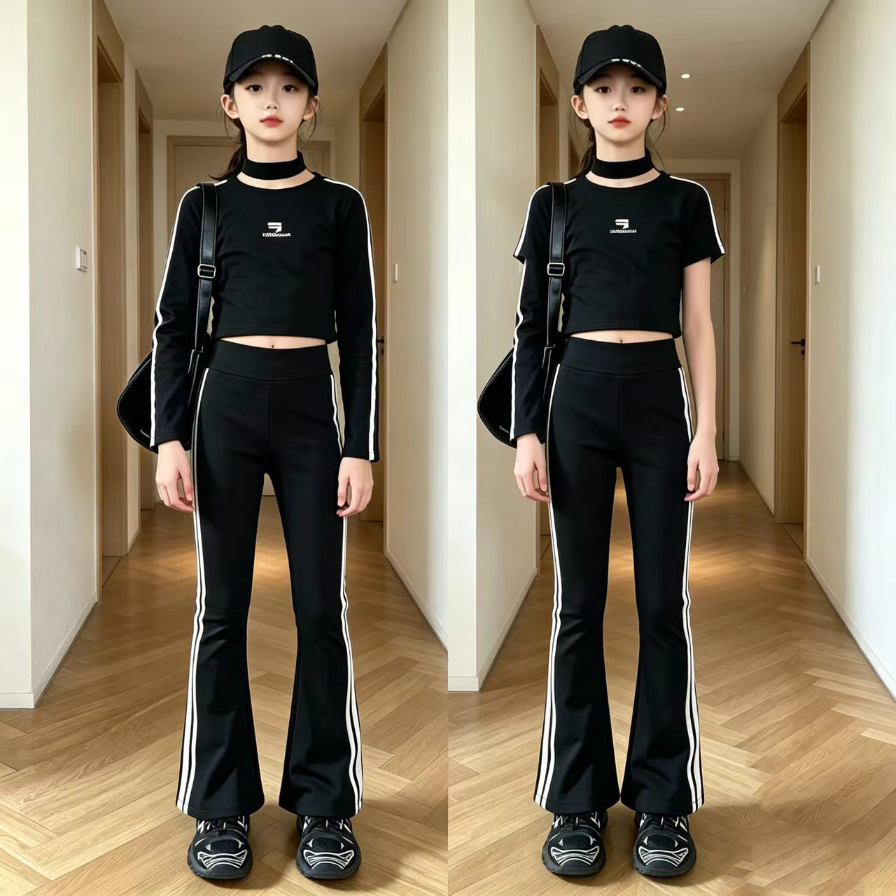 女童爵士舞夏装套装2026新款女孩网红炸街夏季瑜伽裤子运动两件套