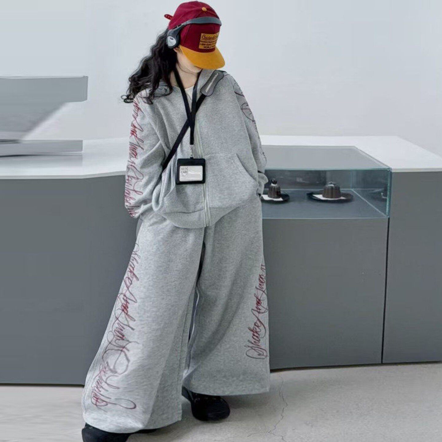 女童春装套装2026新款女孩春秋韩版宽松连帽卫衣针织阔腿裤两件套