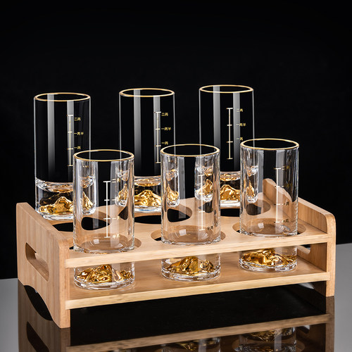 金山二两白酒杯一两m带刻度家用轻奢高端玻璃分酒器套装加厚小酒