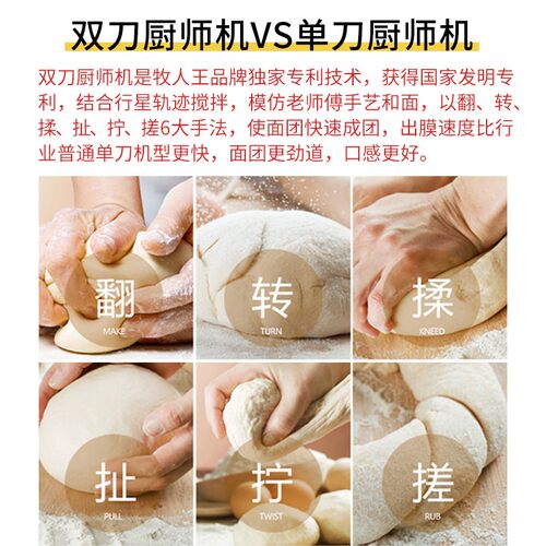 牧人王和面机家用小p型双刀全自动搅拌活面揉面料理打奶油厨师机