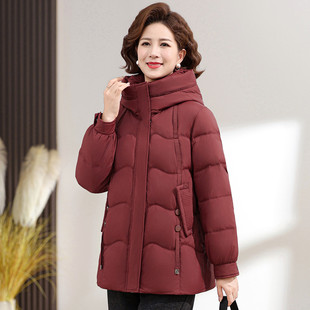 台格宽松棉服25年冬季妈妈装中老年装休闲连帽中长款保暖棉衣外套