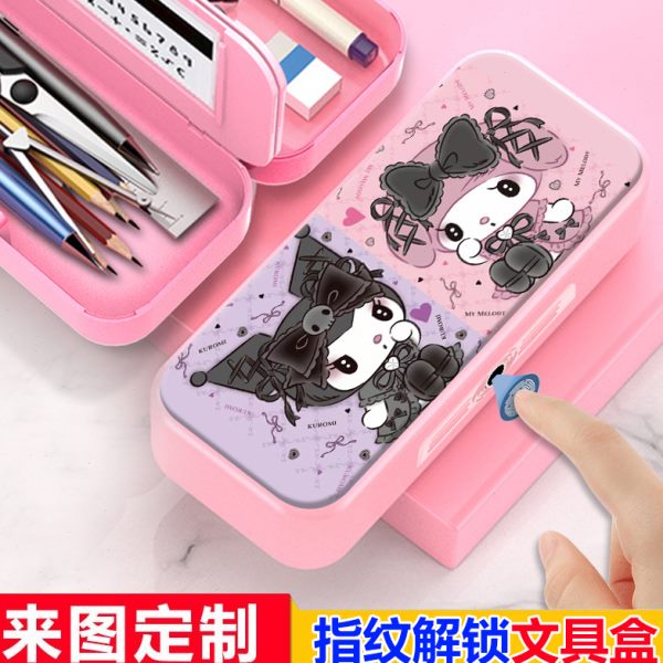 美乐蒂三丽鸥指纹文具盒密码解锁小学生女孩铅笔盒大容量笔盒定制