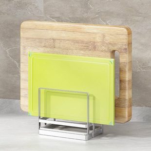 厨房置物架收纳家用 菜板架砧板架304不锈钢双格放置案板架锅盖架