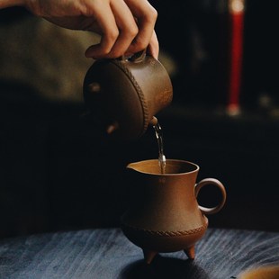 里作全手工刻花紫砂公道r杯家用朱泥小容量茶海分茶器功夫茶具配