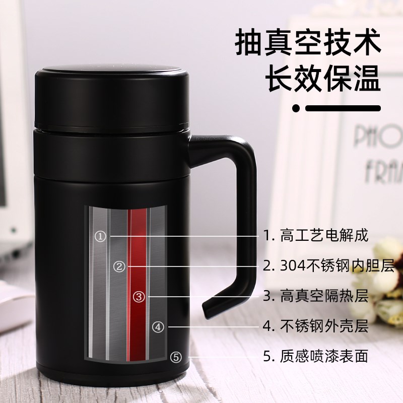 保温杯男士泡茶杯男p款带手柄杯子女生不锈钢茶水分离保温水杯