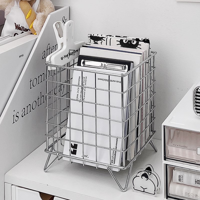 桌面铁艺收纳篮大容量宿舍u杂物收纳架子收纳盒办公室置物架收纳
