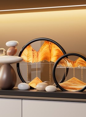 时来运转流沙画摆件高q级感客厅进门口玄关电视柜酒柜办公室装饰