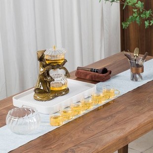 玻璃全自f动茶具套装 新款 高档创意防烫冲茶壶家用磁吸懒人泡茶神
