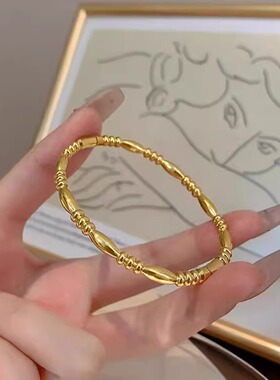 中国风圆珠跨境钛钢手镯女新款不掉色大气质轻奢时尚手环首饰品