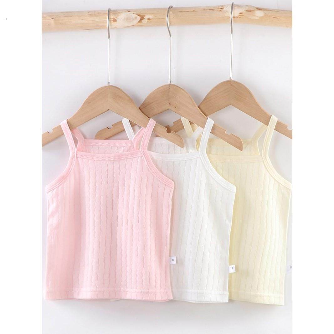 无骨女童吊带背心2件 抽针宝宝纯棉薄款家居护肚打底儿童睡衣夏季