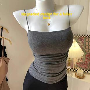 甜辣上衣小吊带背心一体式免穿文胸带胸垫小胸显大外穿显瘦细肩带