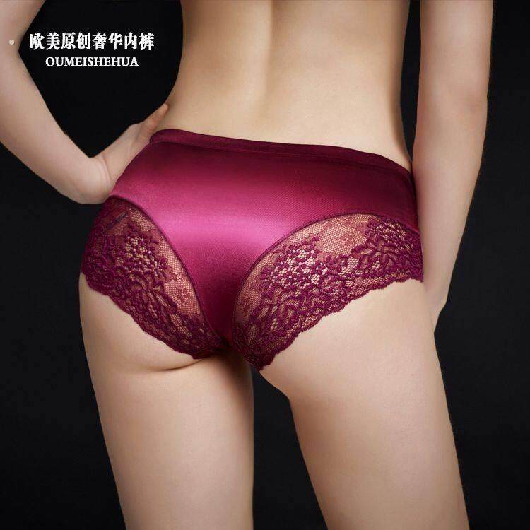 奢华丝柔内裤女蕾丝拼接中腰透气提臀女士内裤性感修身纯欲风无痕,女士内衣/男士内衣/家居服,女三角裤,淘宝优惠券,粉丝福利购,淘宝优惠卷