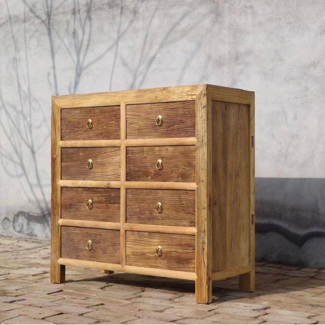 新中式实木餐边柜榆木储物柜客厅靠墙家用收纳边柜简约矮柜收纳柜