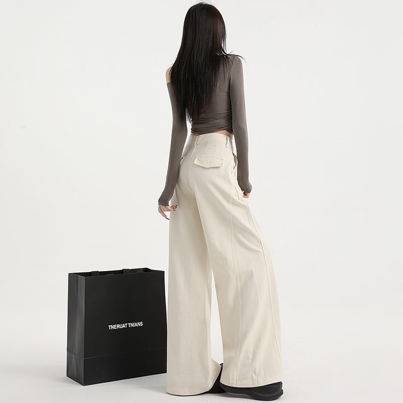 2025年春季新款高腰拖地牛仔裤女