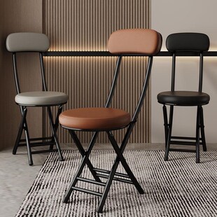 餐椅家用凳子靠背餐桌椅可叠放折叠椅子便携式圆凳不占地方的板凳