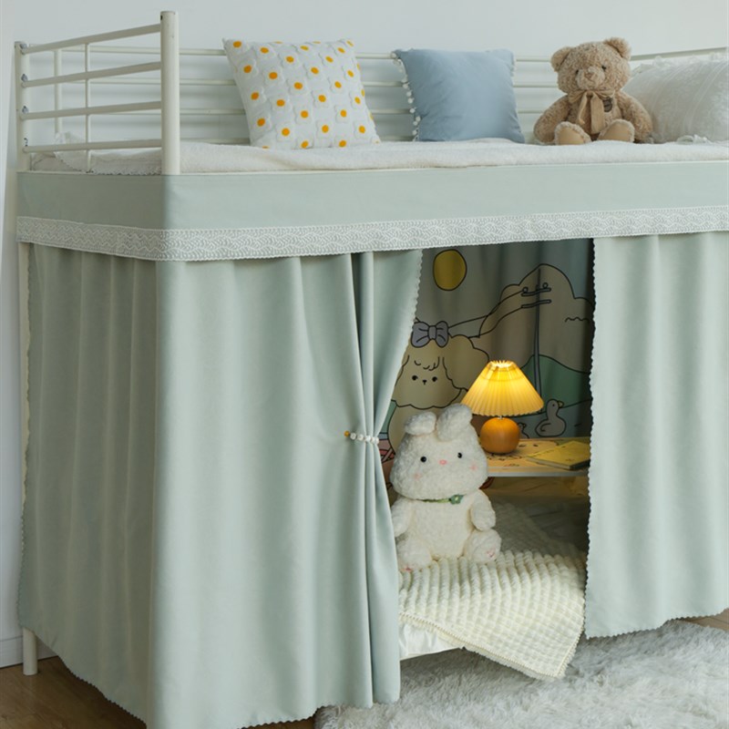 新款下铺床帘 U型滑轨遮光床帘 无涂层大学生宿舍下床遮挡帘