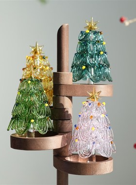 淄博琉璃纯手工艺品挂丝圣诞树桌面摆件家居玄关氛围感装饰品礼物