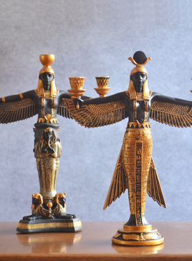 包邮创意家居酒吧咖啡馆装饰品树脂摆件工艺品古埃及复古典蜡烛台