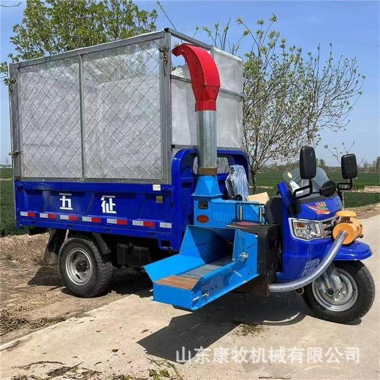 农用三轮车载铡草机时产8吨移动秸秆粉碎机铡草打包一体机