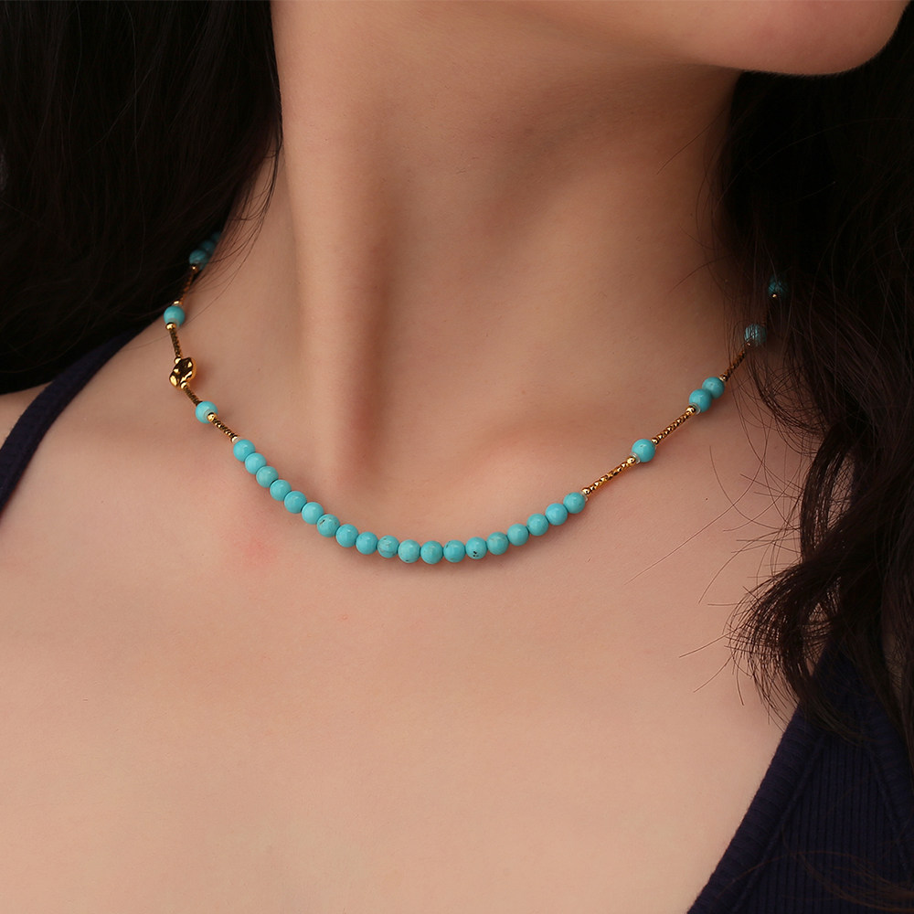 龙丰绿松轩S925银镀18k金正品天然绿松石圆珠diy项链女款高级感,饰品/流行首饰/时尚饰品新,颈饰,淘宝优惠券,粉丝福利购,淘宝优惠卷