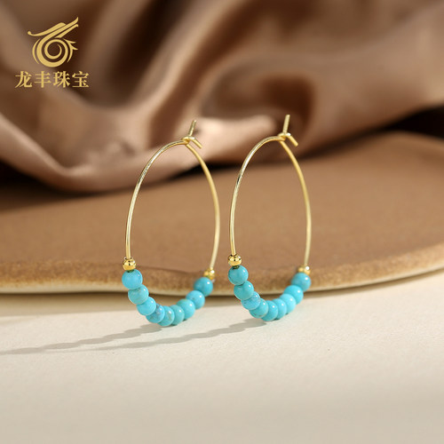 松石圆珠耳钉女款高级感百搭耳饰