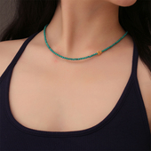 时尚 龙丰绿松轩18k金珠宝正品 绿松石圆珠锁骨链项链女款 百搭高级