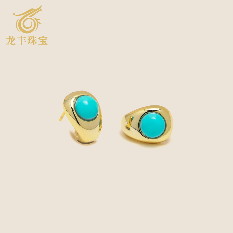 龙丰绿松轩S925银绿松石轻奢耳钉