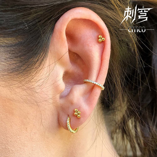 CITICO刺穹 球珠耳钉耳蜗钉插针耳骨钉ASTM F136钛合金养耳洞饰品