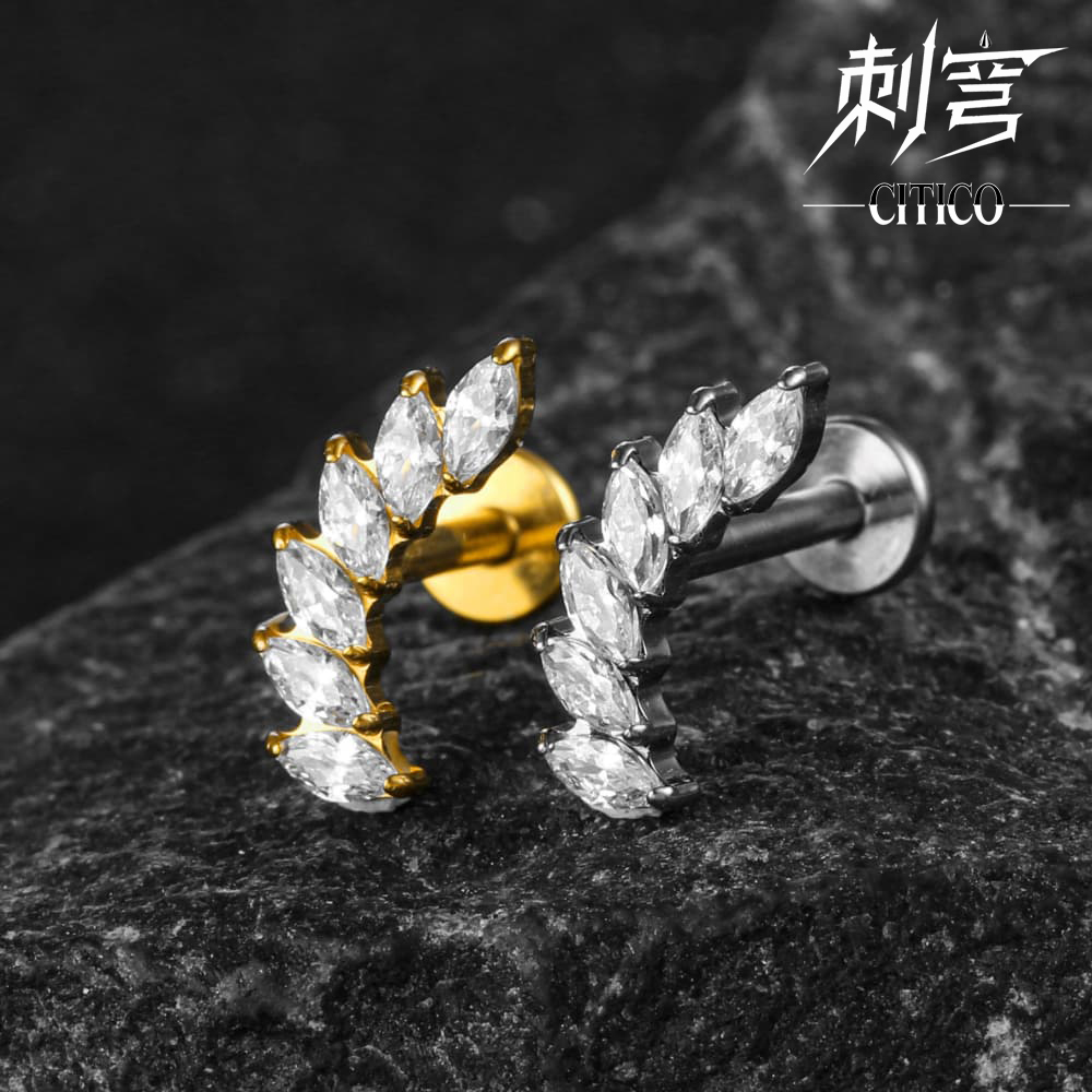 ASTMF136钛合金锆石麦穗耳钉