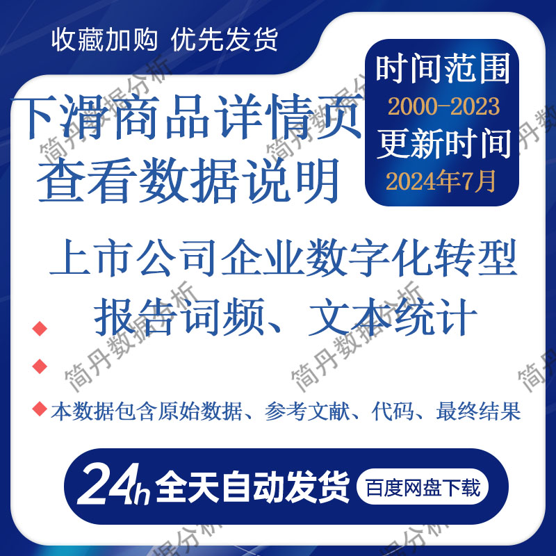 上市公司-企业数字化转型（报告词频、文本统计）（2000-2023年）