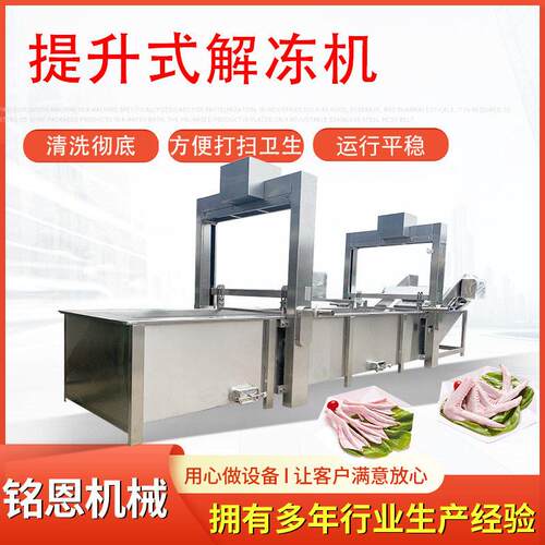 冻块肉解冻机 鱼类解冻清洗机 连续式肉类解冻设备铭恩提升解冻机