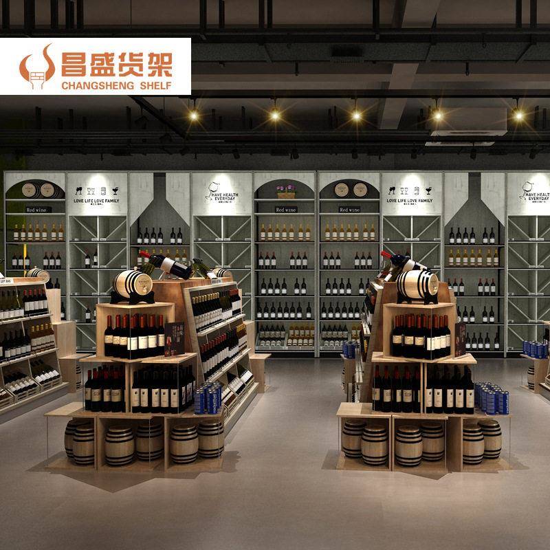 红酒柜主架红酒展示陈列钢木结合葡萄酒木置物架柜葡萄酒陈列柜