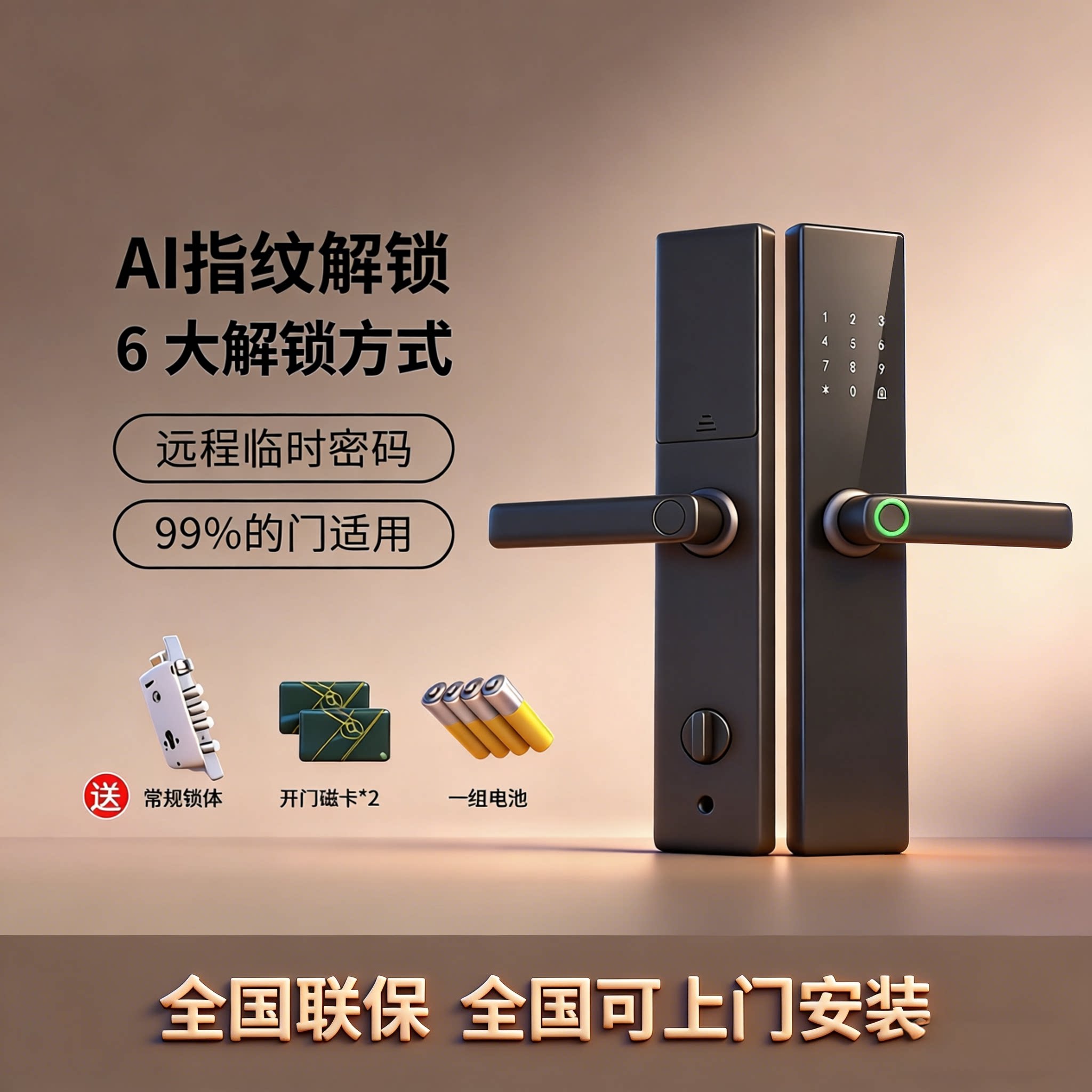 智能门锁指纹密码锁全国上门安装