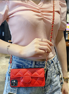 适用小米14UltraPro手机壳vivo 小米14Ultra零钱包iQOO9斜跨绳iQOO13X至尊版菱格小香风13X至尊版便携14pro潮